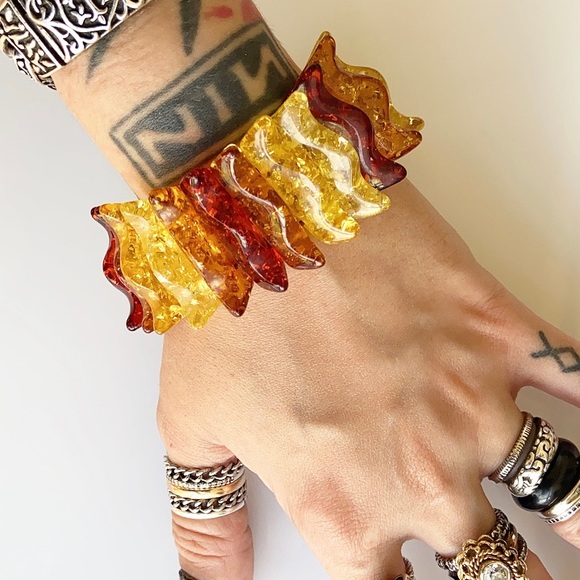 Genuine gradiant baltic amber thick boho bracelet - Picture 2 of 8